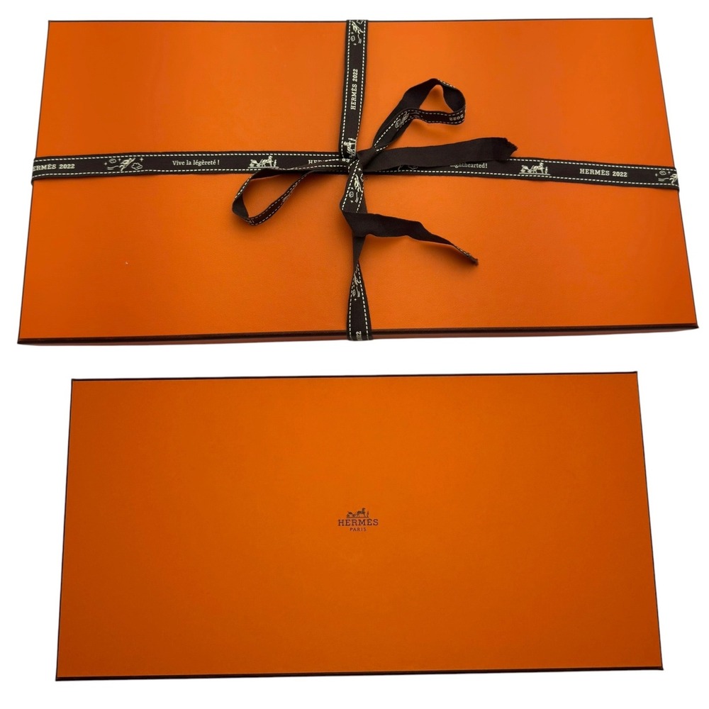 Hermes Scarf Box OS Orange 2022 Ribbon Tissue Luxury Designer Storage Chic